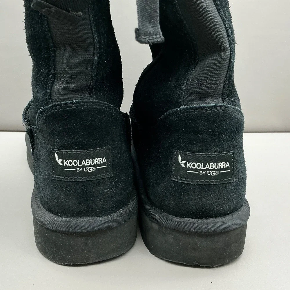 Koolaburra by UGG Black Suede Mid Calf Winter Boots Faux Fur Women's Size 9